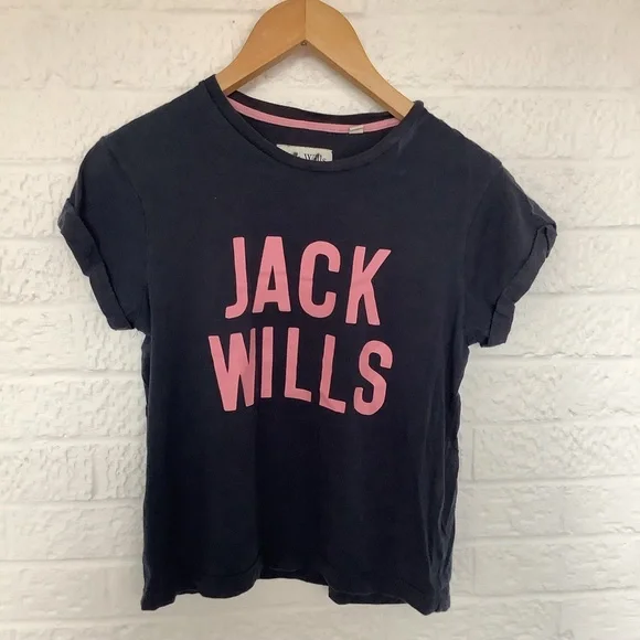 Jack Wills Round Neck T Shirt - Size 8 - Navy & Pink - Cotton - P2P 18” - Picture 5 of 7